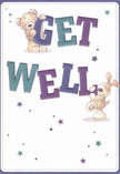 Infused with cheerful optimism, this get well card features two lovable characters-a teddy bear and a playful puppy-who seem to leap straight from the artwork, each joyously embracing the large, colourful letters that spell 'Get Well.' The deep indigo and vibrant teal lettering commands attention against a creamy white canvas, echoing the lively mood found in Dulwich Market on a sunny afternoon. Overhead, an array of twinkling stars in shades of blue and purple floats, adding a whimsical, hopeful feel to the scene. The detail of the bear's plush fur and the puppy's silky ears brings a tactile sense of comfort, mirroring the reassuring embrace of a hand-delivered bouquet from Dulwich Florist. Thoughtfully composed and brimming with care, this card offers not only an uplifting message, but also a moment of emotional respite, perfect for bringing comfort and heartfelt wishes to anyone recuperating in Dulwich or its leafy surrounds.